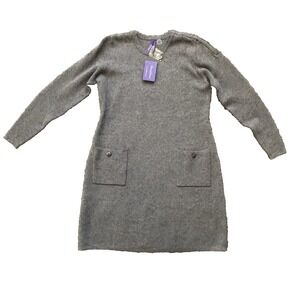 NEW Seraphine Nursing Sweater Dress Snap Shoulder US 14 Grey Knee Length Classic